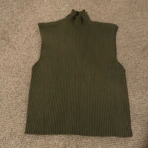 Zara green ribbed turtleneck sweater vest